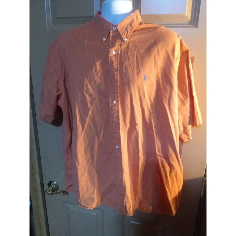 Polo Ralph Lauren Short Sleeve Button Down Shirt Orange Classic Sz 2XL